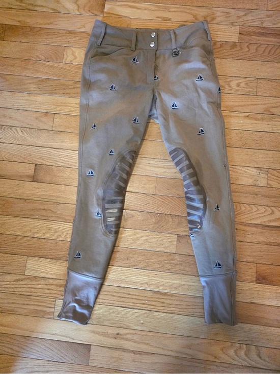 Equine Couture Denim - Taupe Women's Equine Couture Embroidered Sailboat Riding Pants